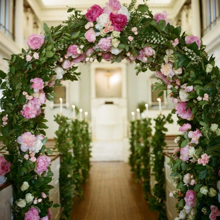 Green and pink Flower Arch