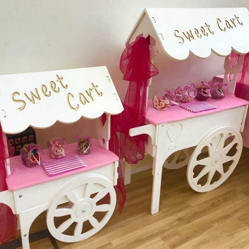 2 candy cardy carts decorated pink