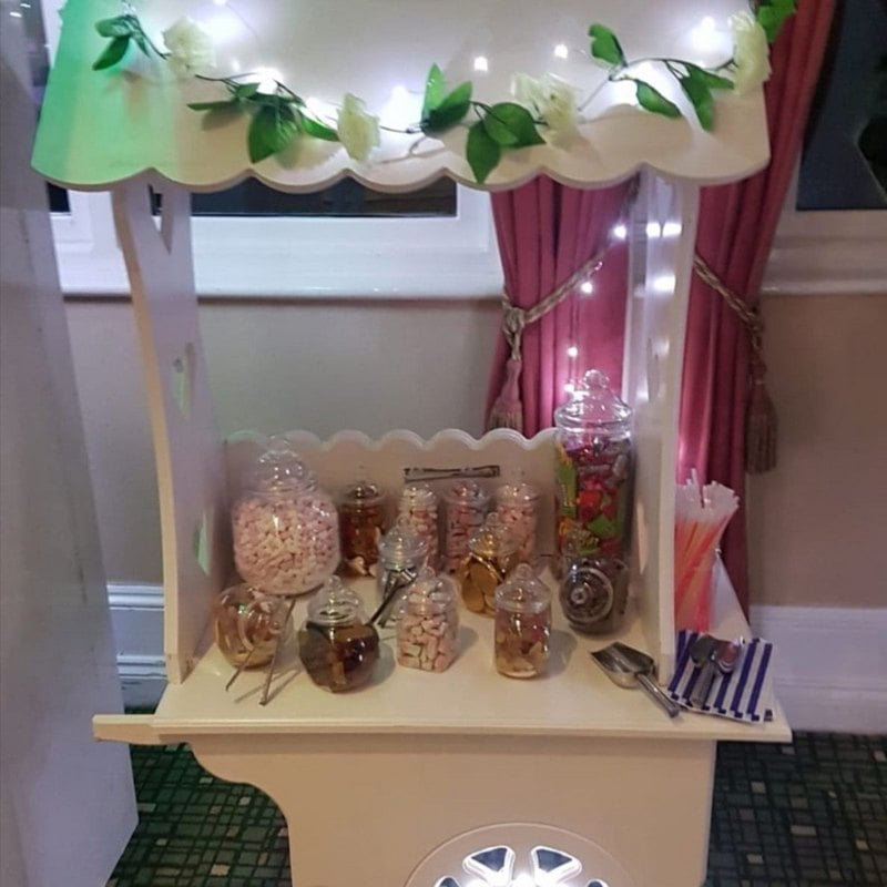 mini candy cart with sweet jars