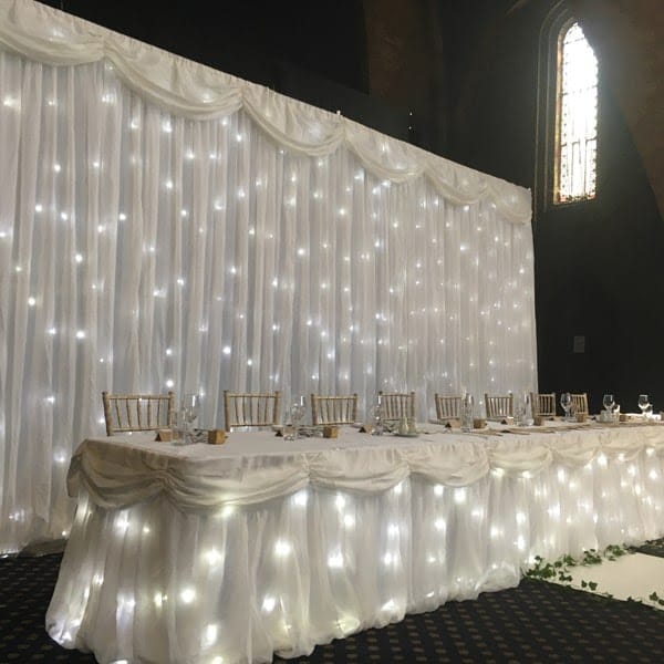 fairy lit main wedding table