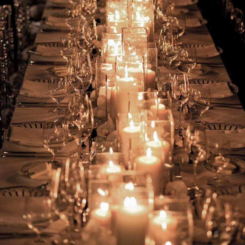 Wedding Lighting 7 candle lit wedding table