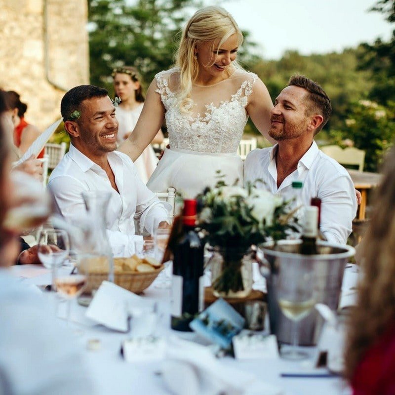 bride entertaining at wedding