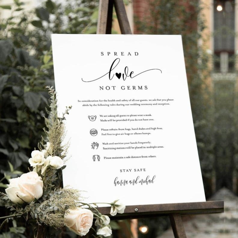 white wedding sign