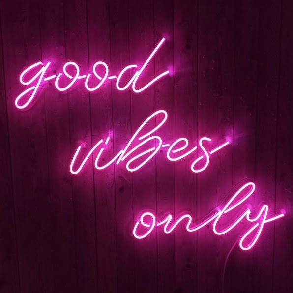 purple good vibes only neon sign